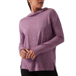 Athleta Uptempo Hooded Pullover Shirt Marled 382882-35 S